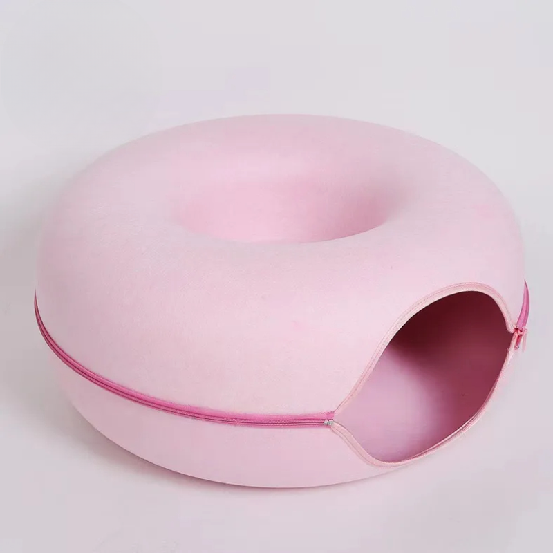 Round Cat Tunnel with Elevated Bed and Zip Connection