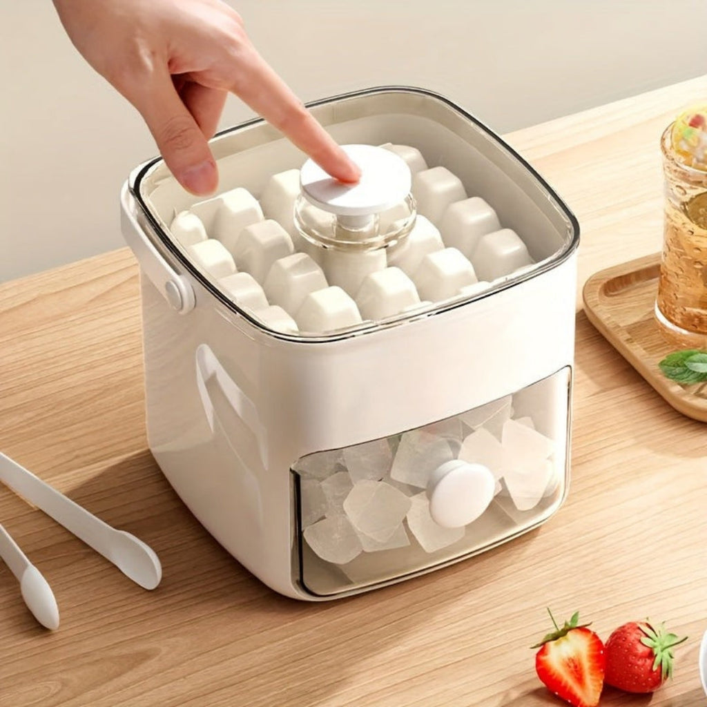 Ice Cube Tray with Lid and Pull-Out Storage Bin