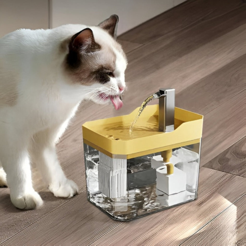 1.5 L Yellow Pet Water Fountain with Clear Reservoir