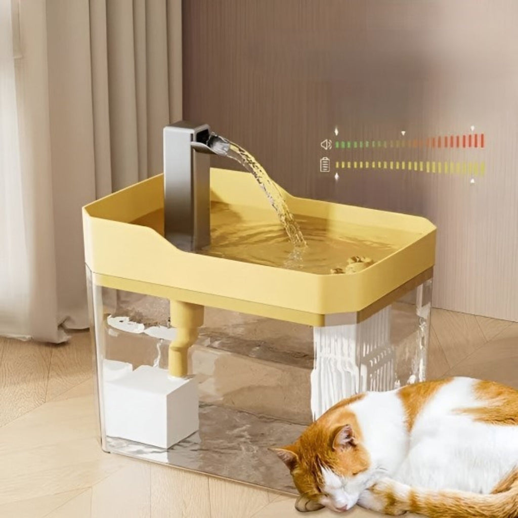 1.5 L Yellow Pet Water Fountain with Clear Reservoir