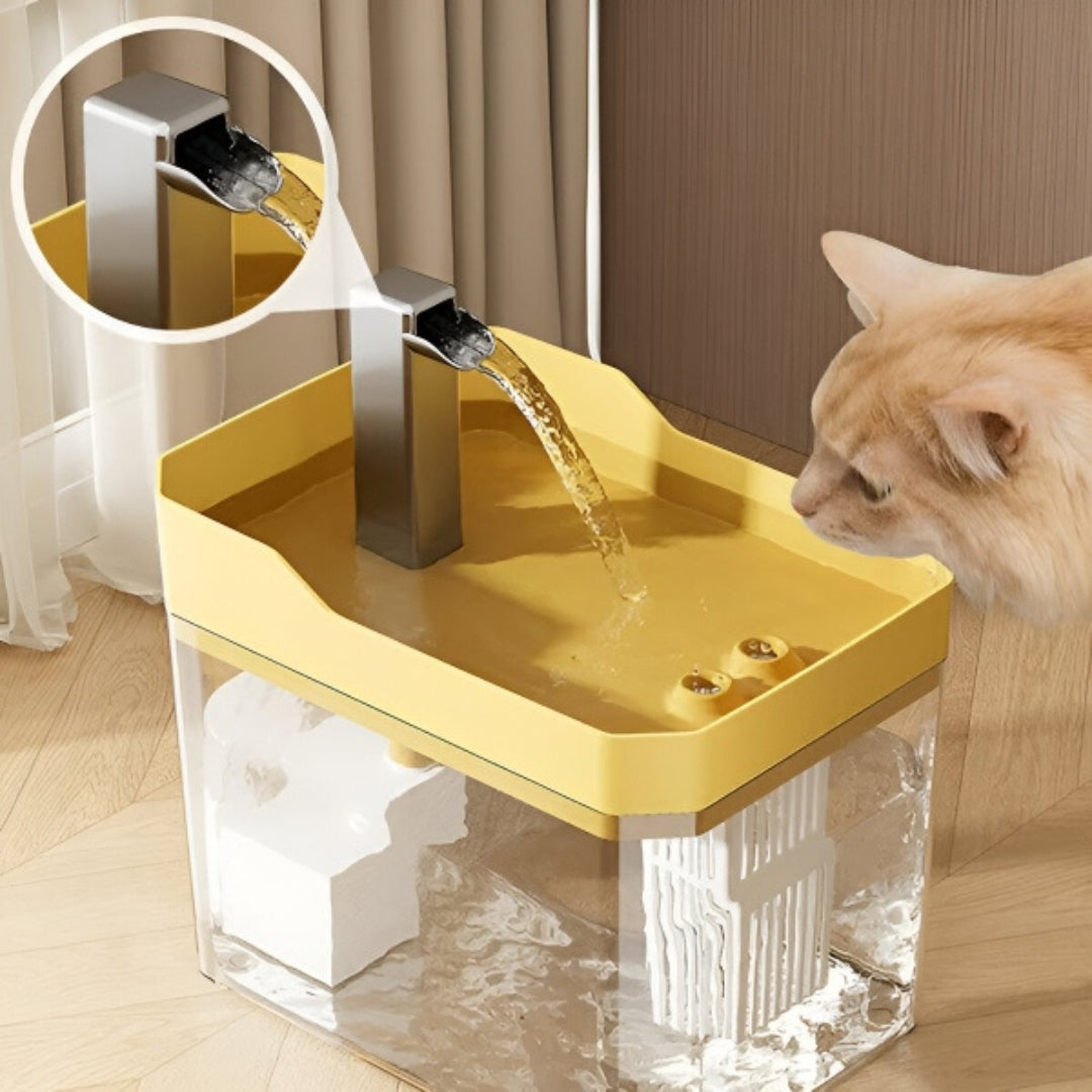 1.5 L Yellow Pet Water Fountain with Clear Reservoir
