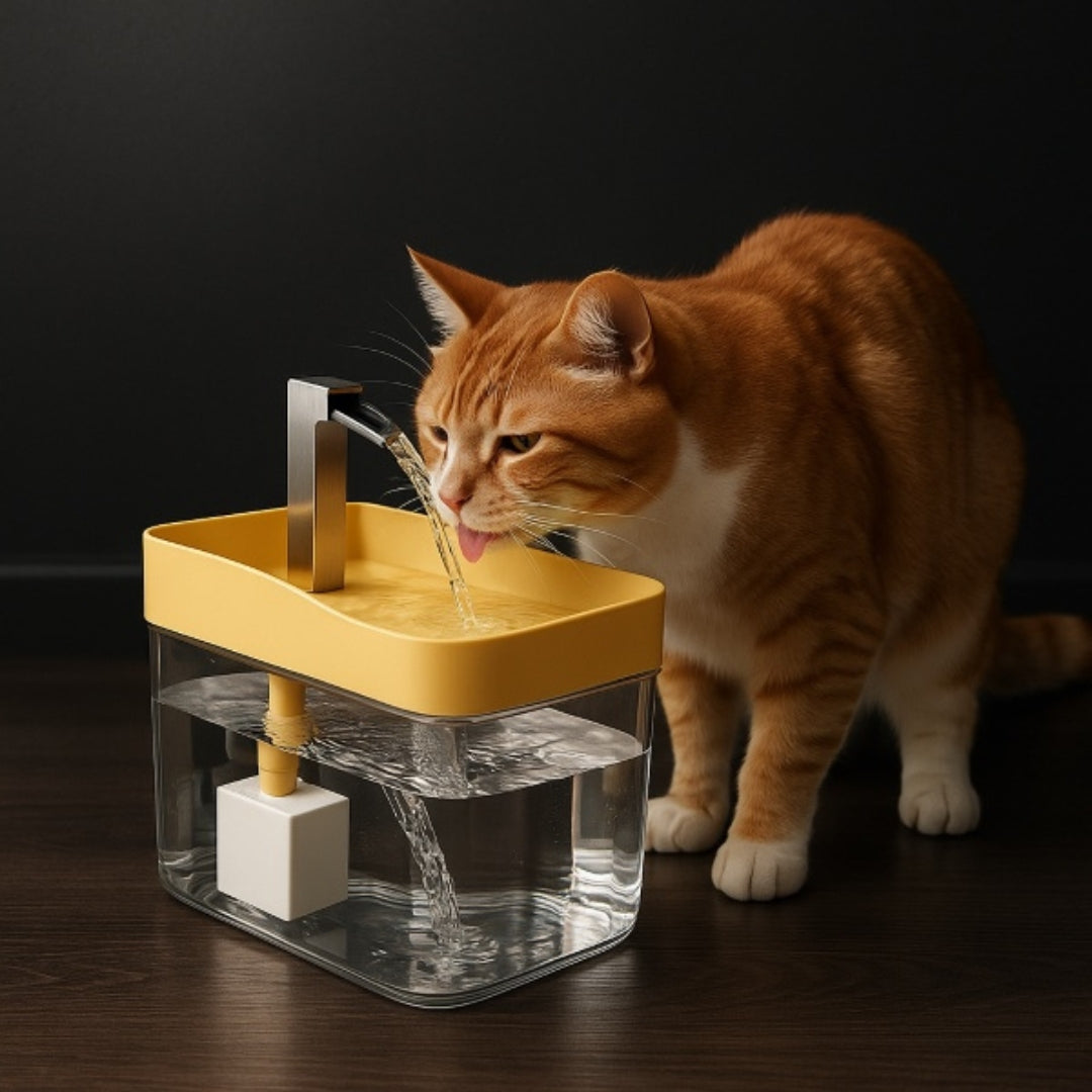 1.5 L Yellow Pet Water Fountain with Clear Reservoir