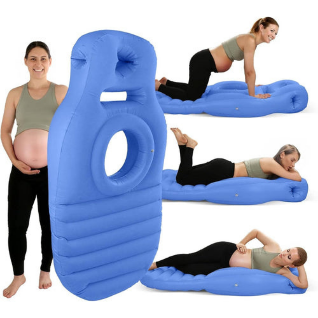 Inflatable Pregnancy Pillow with Belly Cutout and Air Chambers