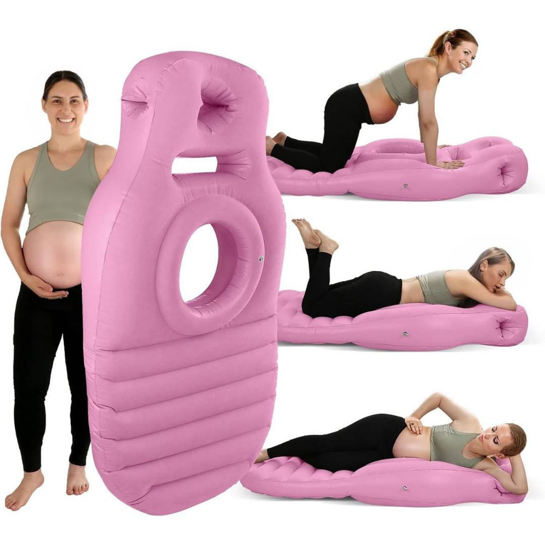 Inflatable Pregnancy Pillow with Belly Cutout and Air Chambers