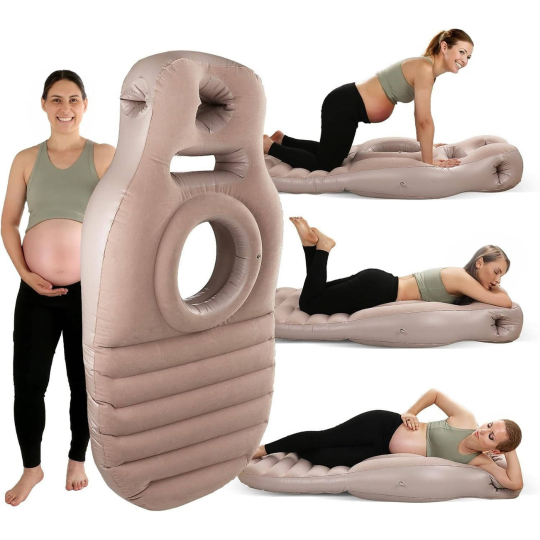 Inflatable Pregnancy Pillow with Belly Cutout and Air Chambers