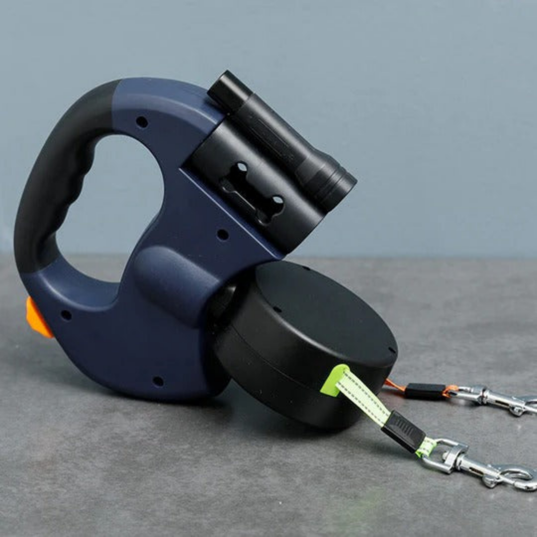 Retractable Double Dog Leash with Dual-Line Controls