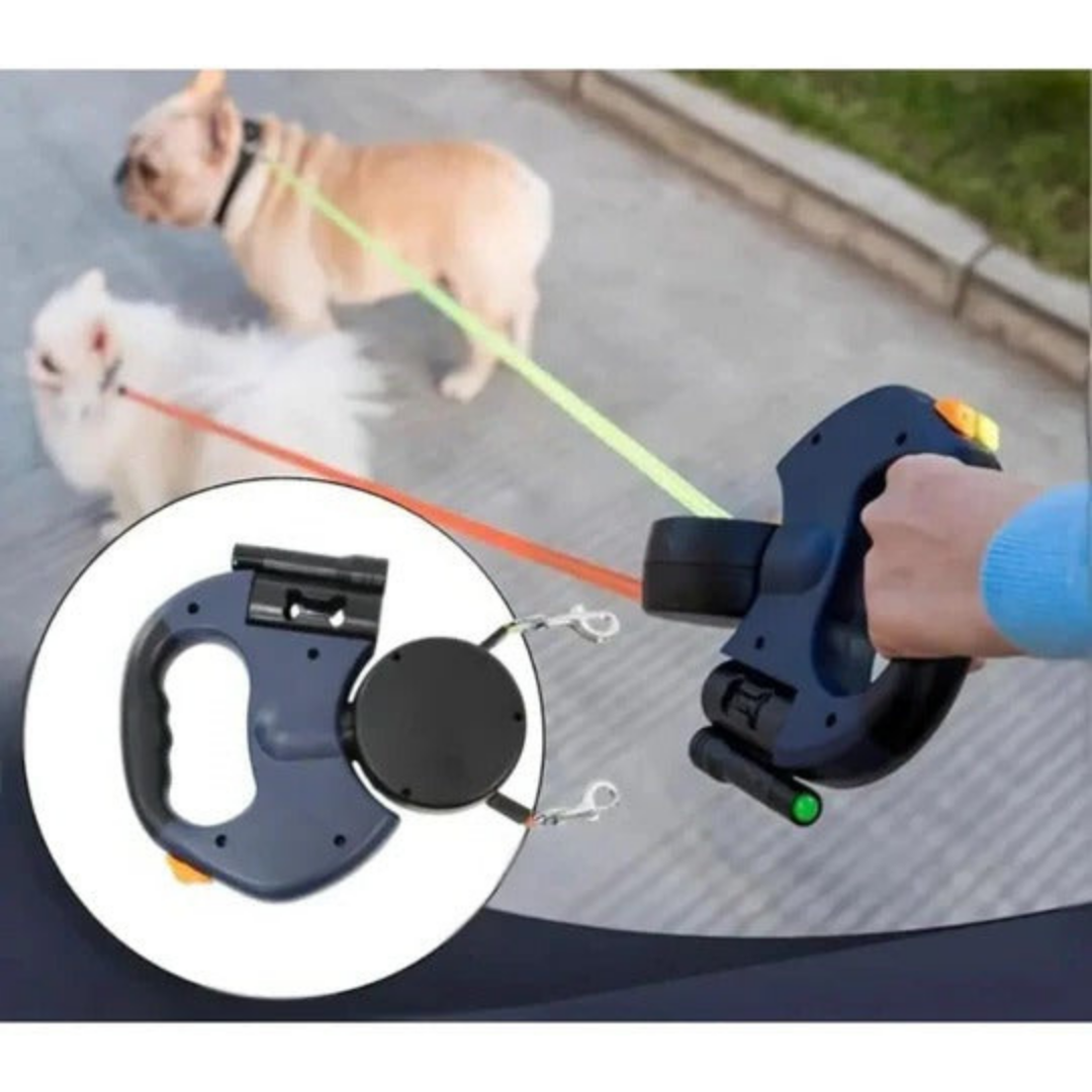Retractable Double Dog Leash with Dual-Line Controls
