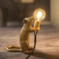 Sculptural Mouse Table Lamp with Globe Light