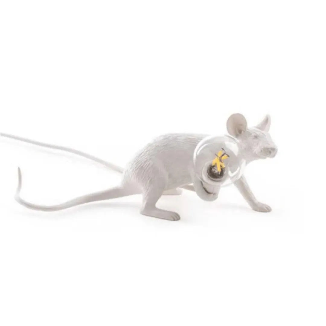 Sculptural Mouse Table Lamp with Globe Light