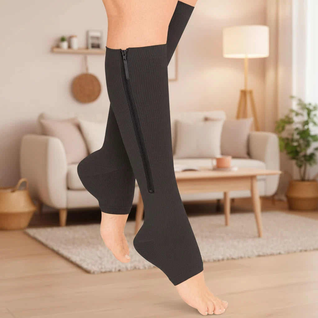 Compression Socks with Zip, Open Toe Support Socks