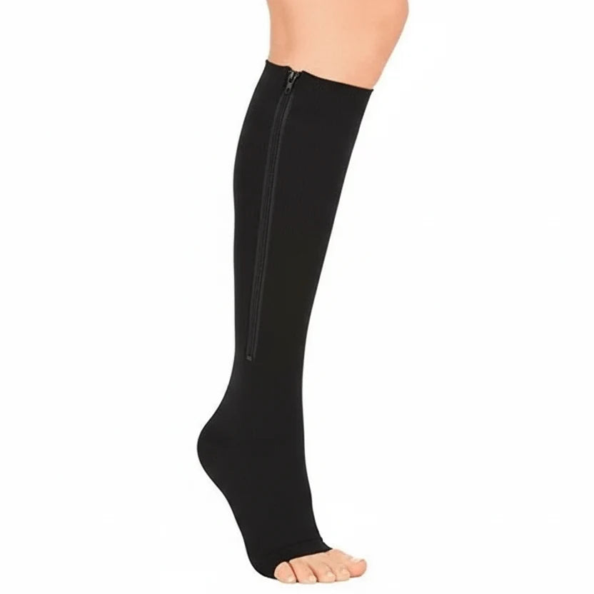 Compression Socks with Zip, Open Toe Support Socks