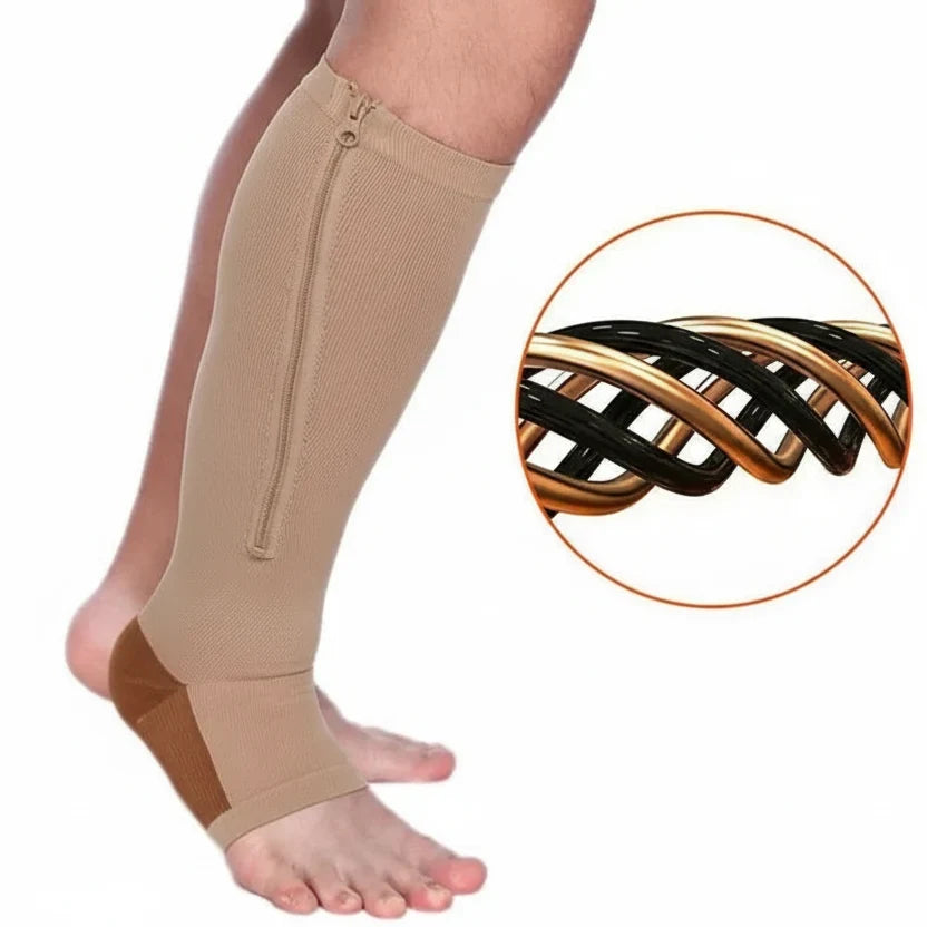 Compression Socks with Zip, Open Toe Support Socks