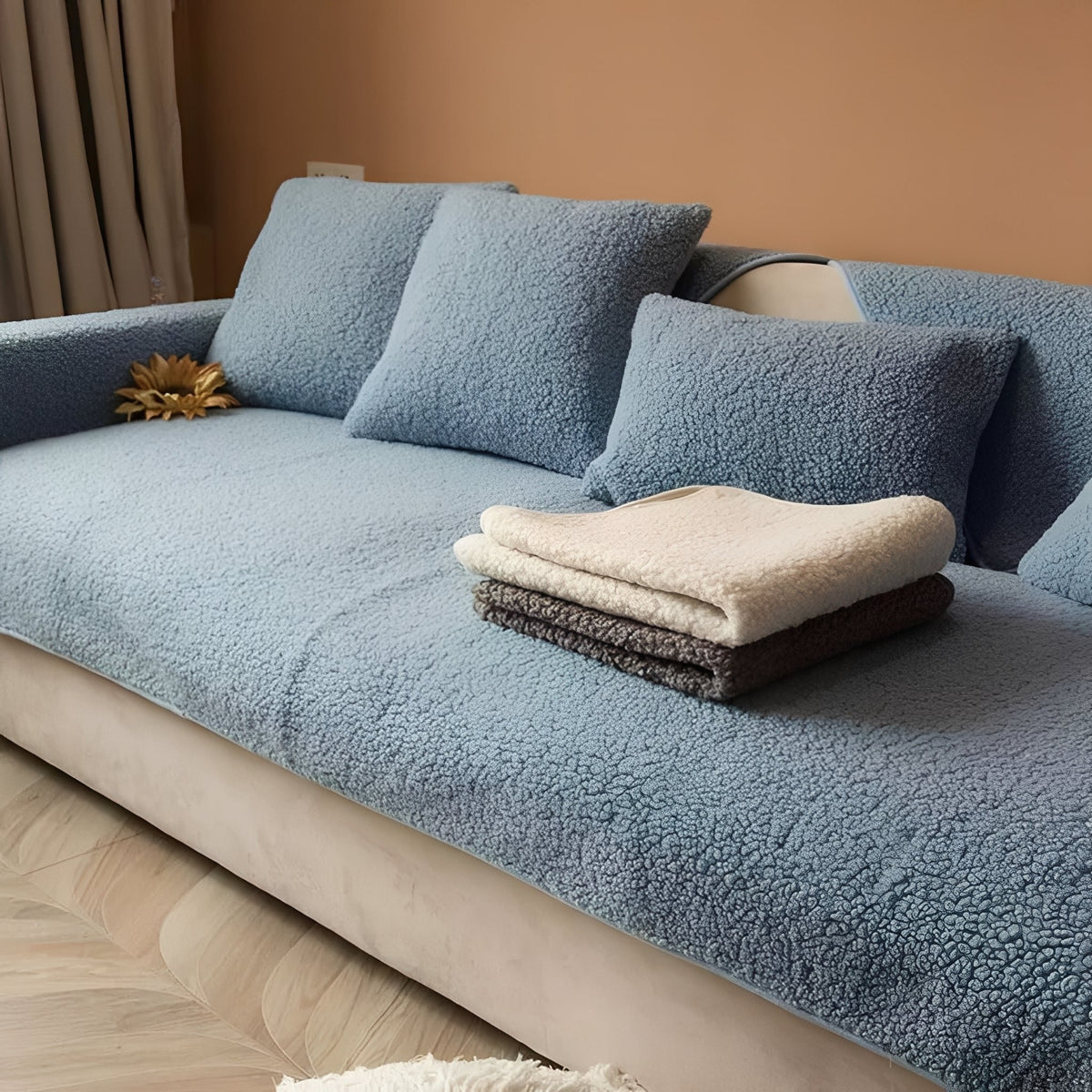 CozyWrap Anti-Slip Teddy Fleece Sofa Cover