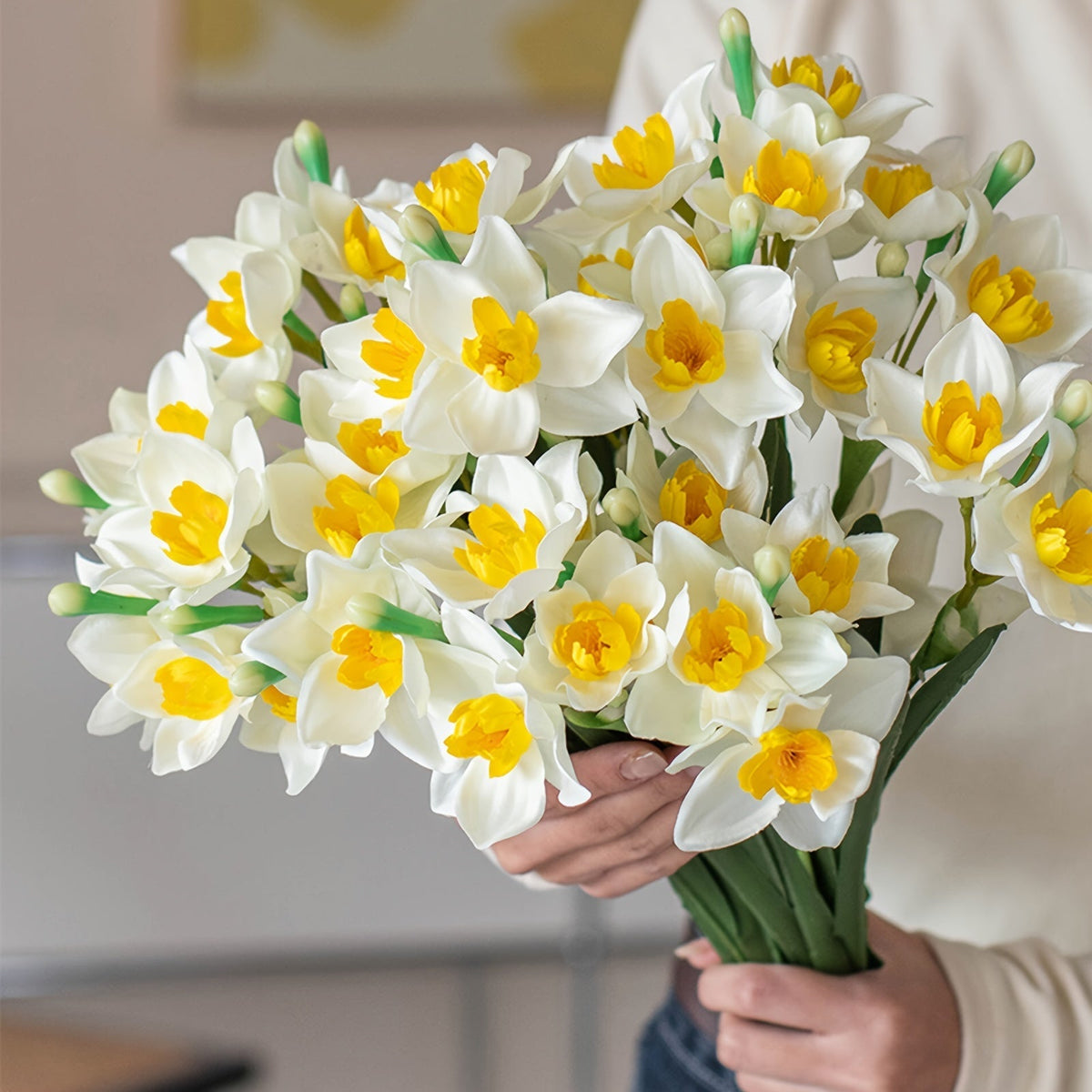 Set of 5 Artificial Daffodil Flowers for Vase Arrangements