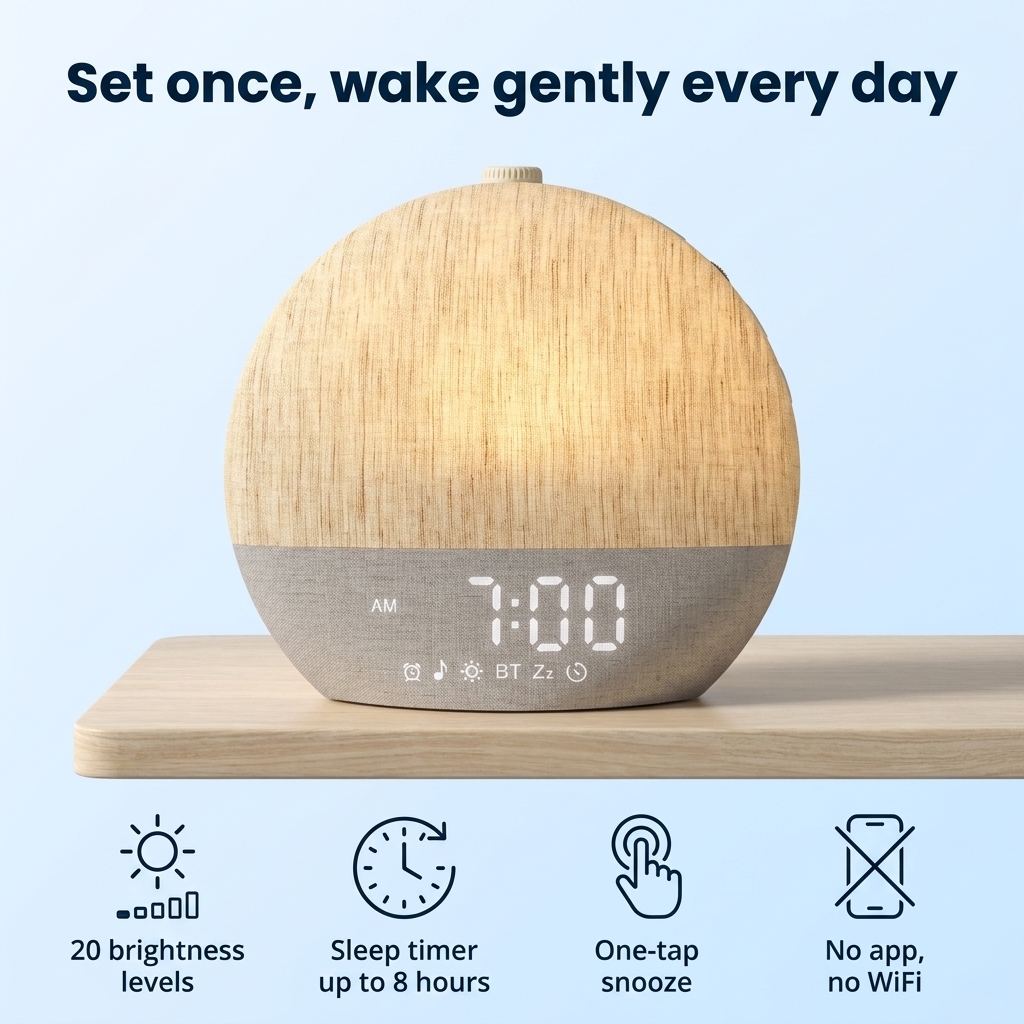 Sunrise Alarm Clock and Wake-Up Light, Linen Finish