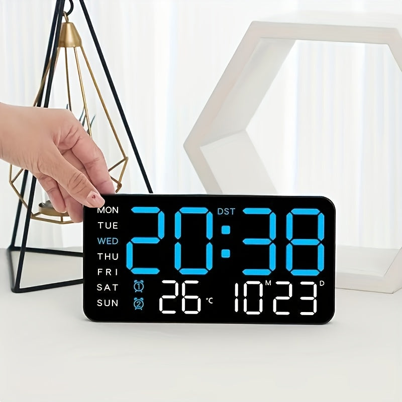 Digital LED Wall Clock with Date, Day and Temperature Display