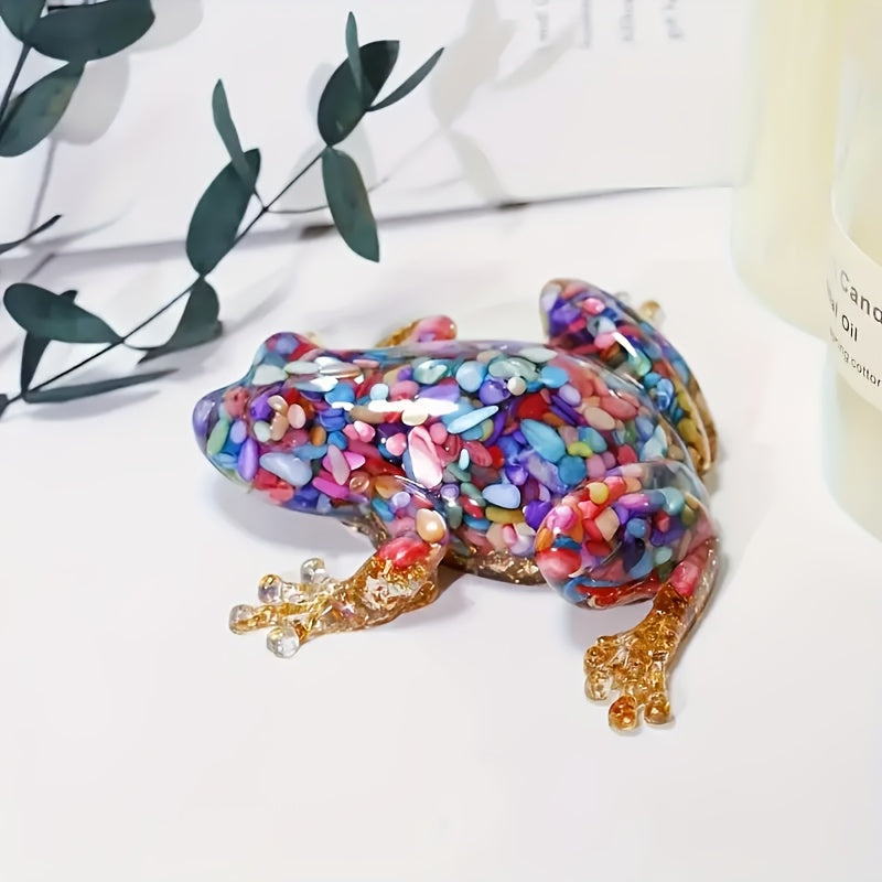 Gemstone-Style Frog Figurine with Gold-Tone Details
