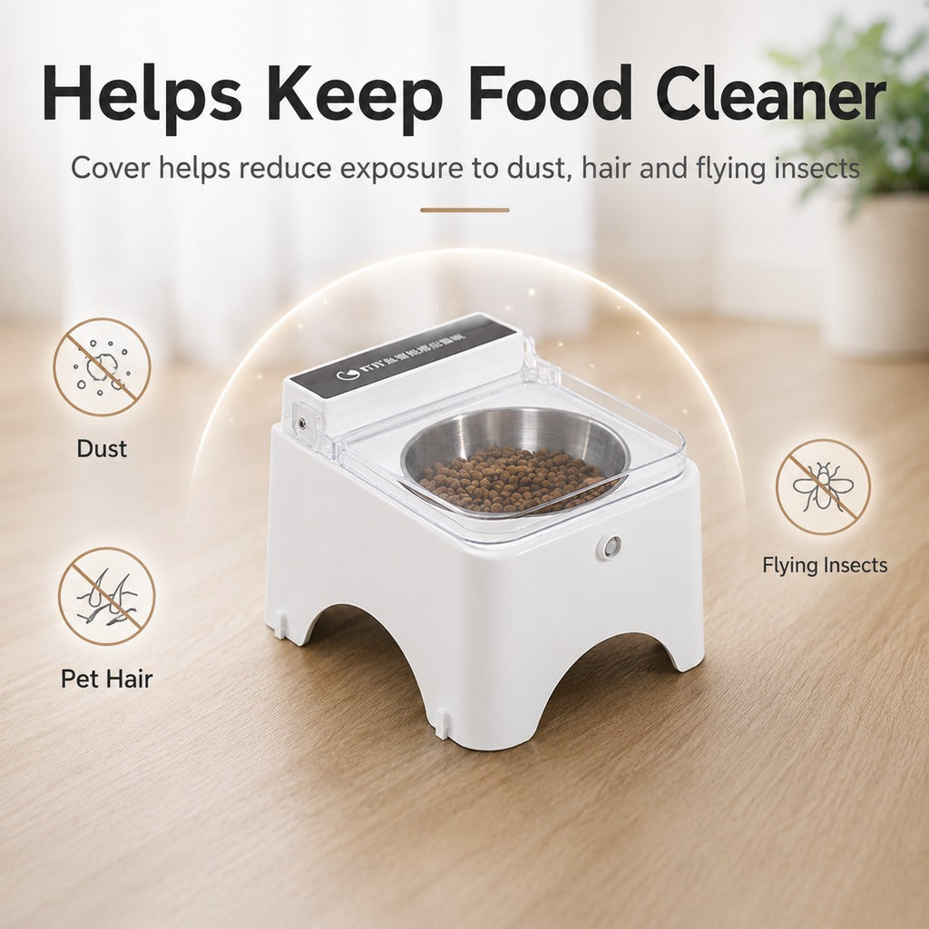 Auto-Opening Covered Cat Bowl, Rechargeable Feeder