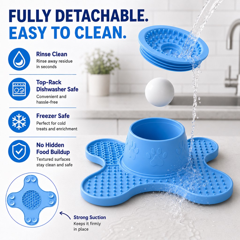 Dog Lick Mat and Slow Feeder, 3-in-1 with Suction