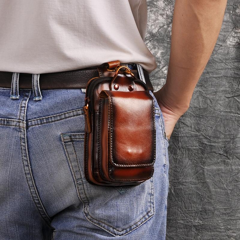 Leather Belt Bag with Zippered Compartments