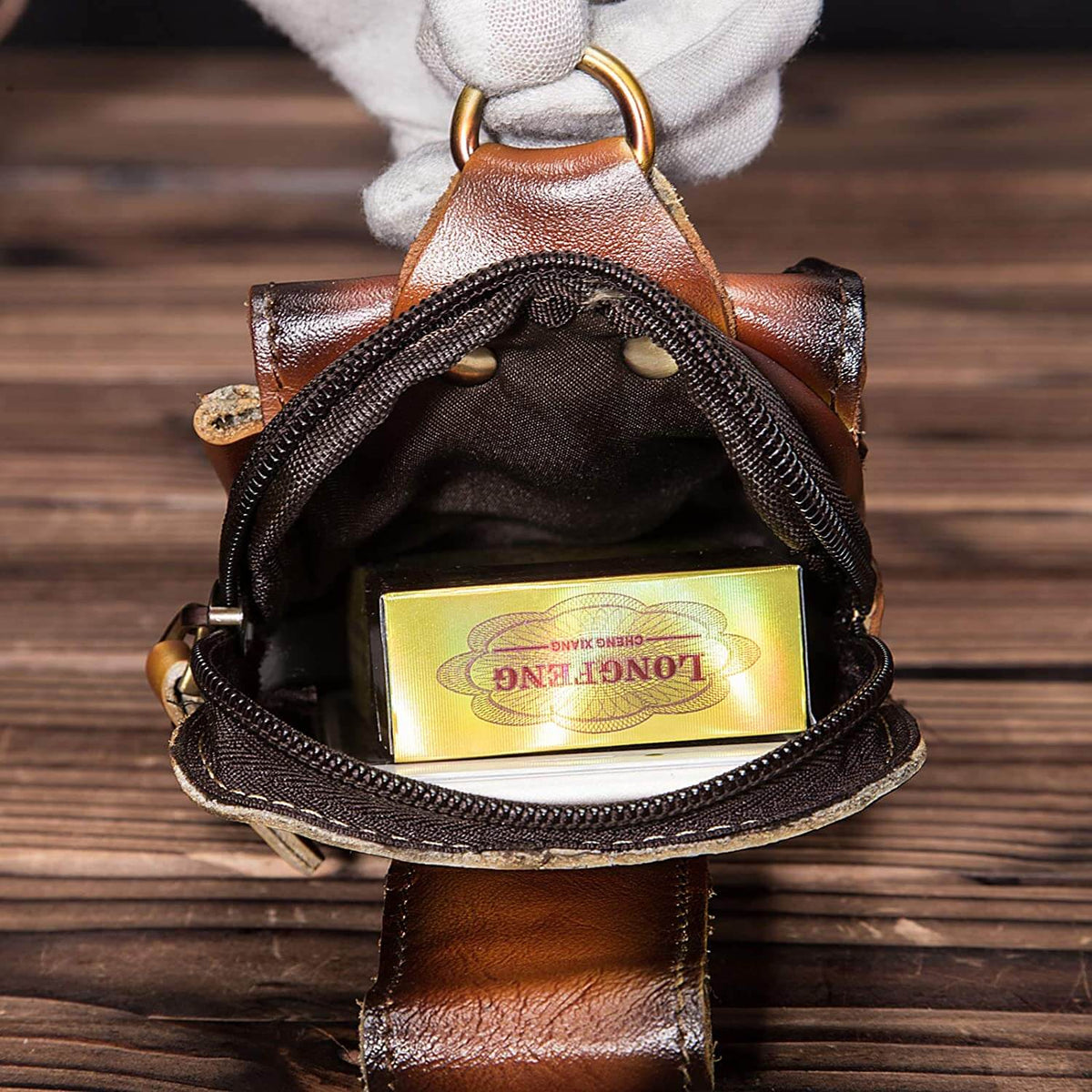 Leather Belt Bag with Zippered Compartments