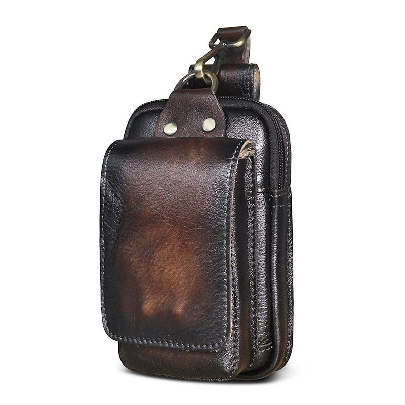 Leather Belt Bag with Zippered Compartments