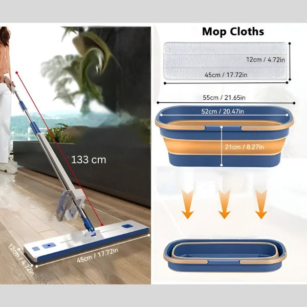 360° Self-Wringing Flat Mop and Bucket Set