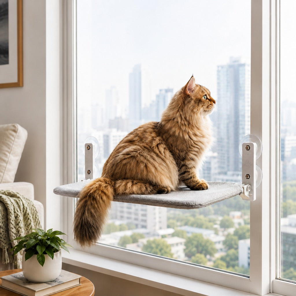 Cat Window Hammock, No-Drill Suction Cup Perch
