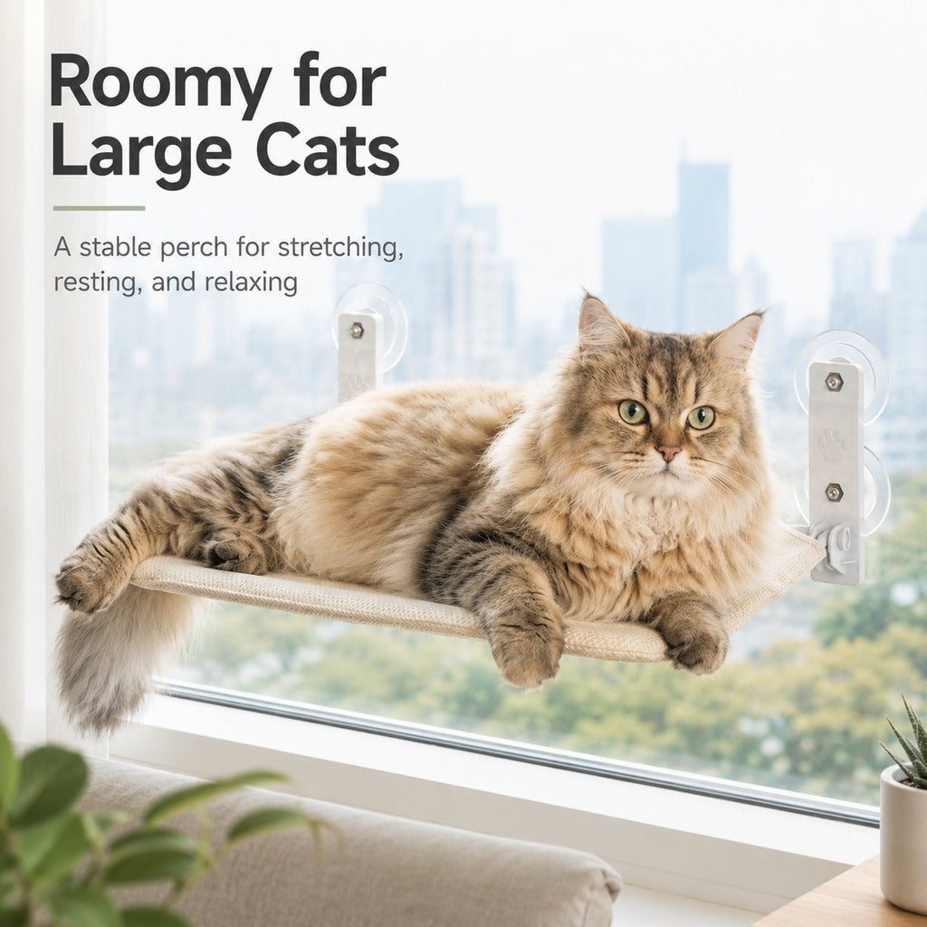 Cat Window Hammock, No-Drill Suction Cup Perch