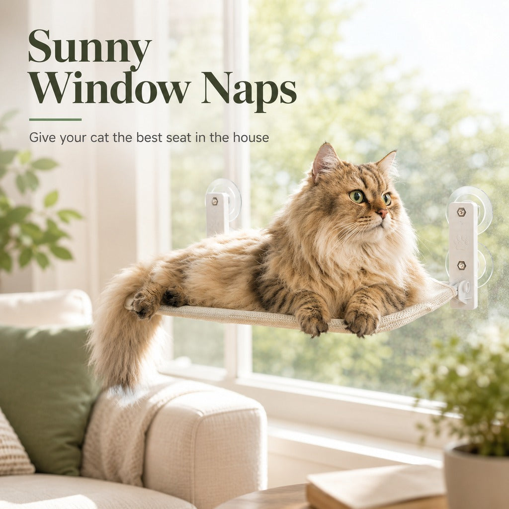 Cat Window Hammock, No-Drill Suction Cup Perch