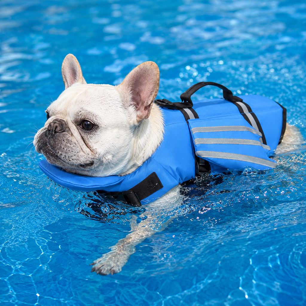 Dog Life Jacket with Chin Float for Flat-Faced Breeds