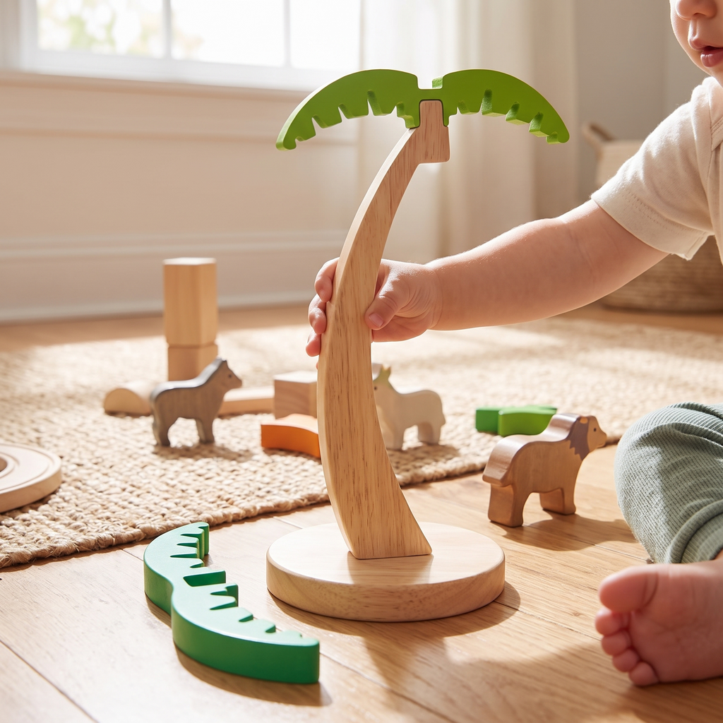 Wooden Banana Hanger with Leaf Detail