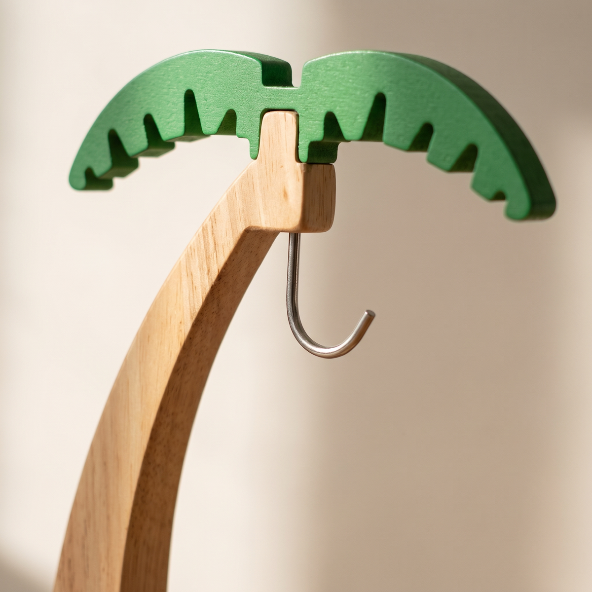 Wooden Banana Hanger with Leaf Detail