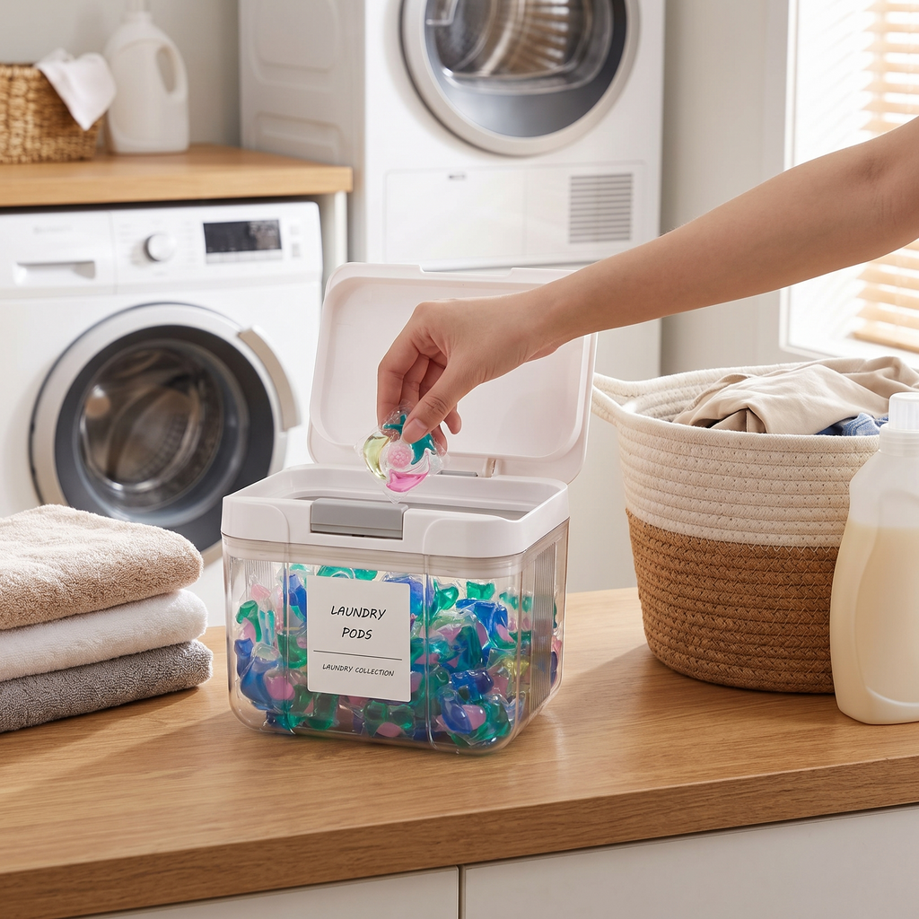 Pop-Up Laundry Pod Storage Container