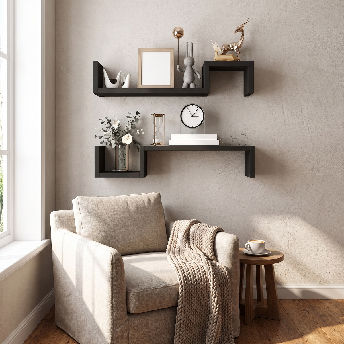 Set of 2 Floating Wall Shelves
