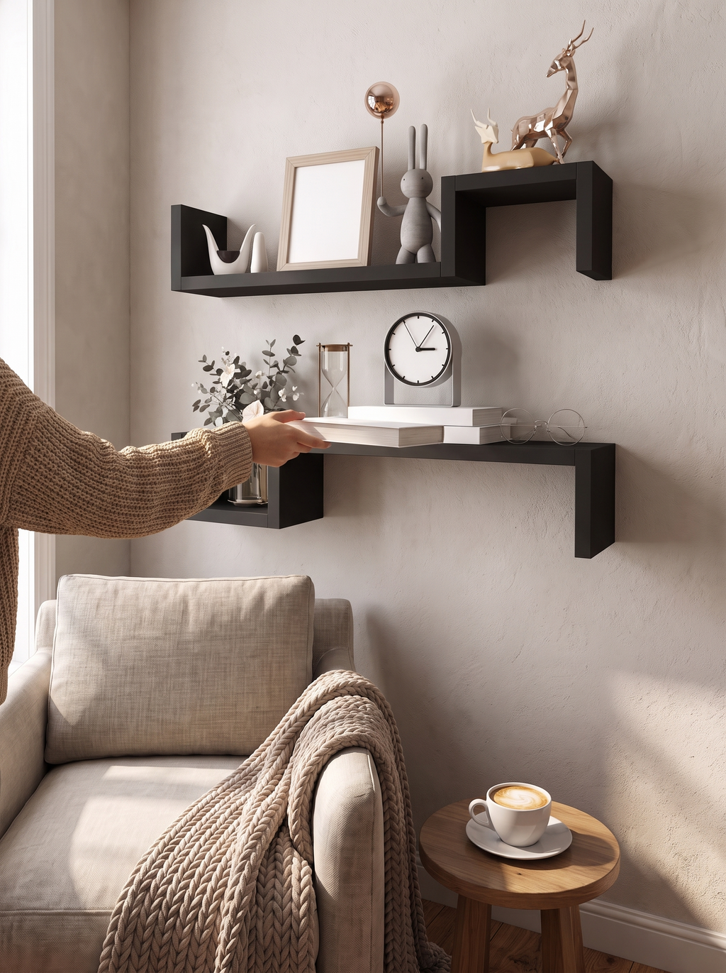 Set of 2 Floating Wall Shelves