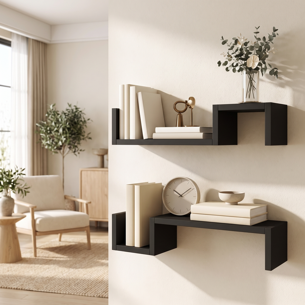 Set of 2 Floating Wall Shelves