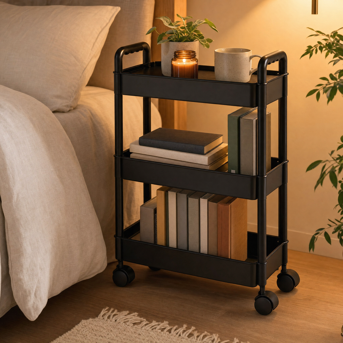 Slim 3-Tier Rolling Storage Cart