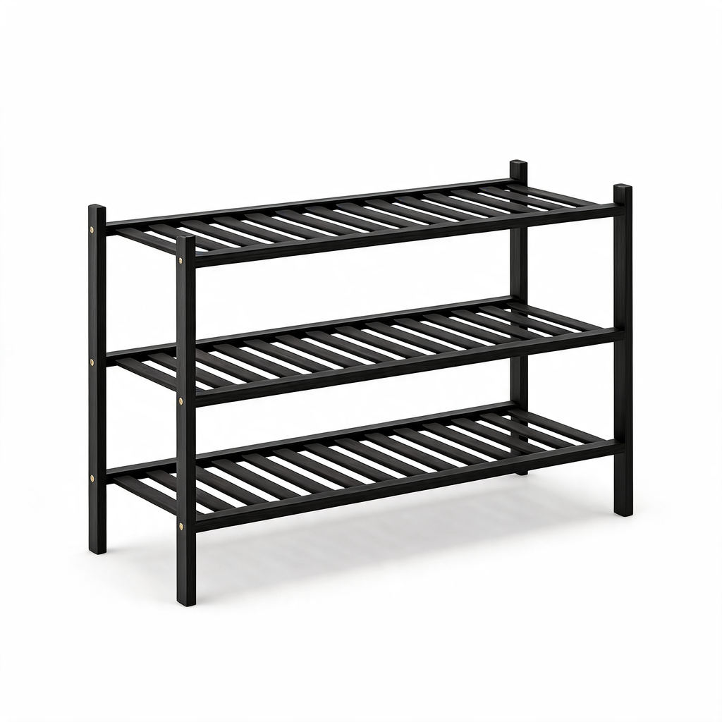 Black Bamboo Shoe Rack