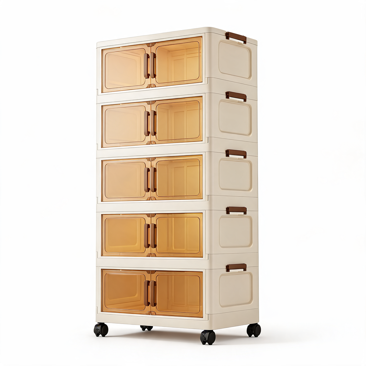 Foldable Stackable Storage Cabinet With Doors