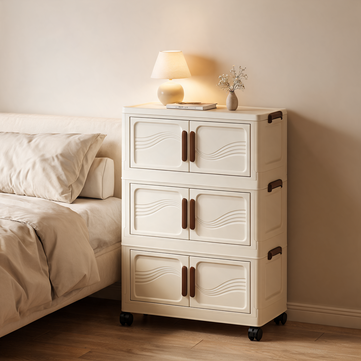 Foldable Stackable Storage Cabinet With Doors