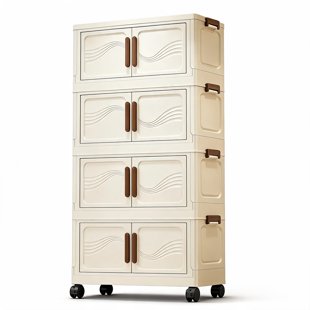 Foldable Stackable Storage Cabinet With Doors
