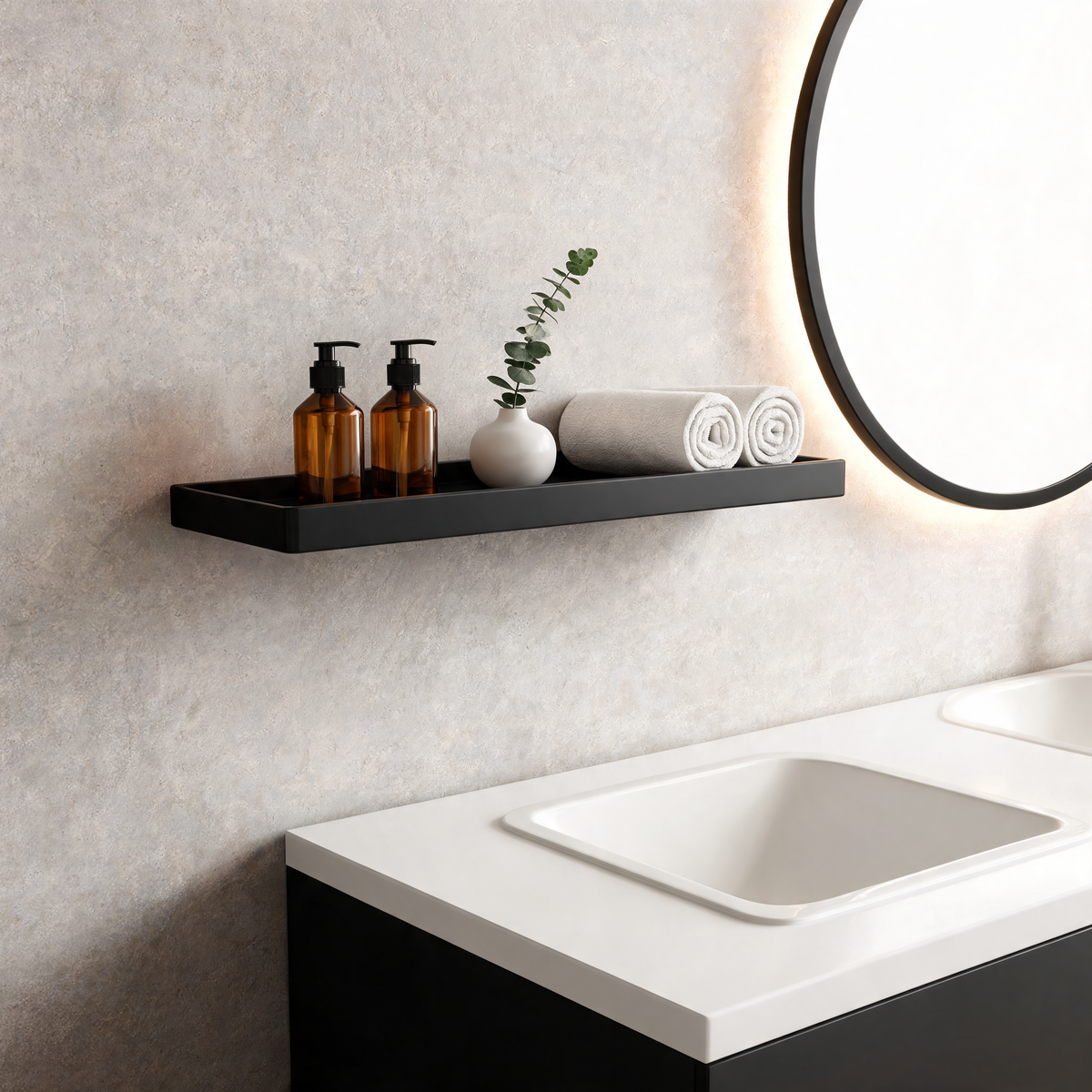 No-Drill Aluminium Bathroom Shelf