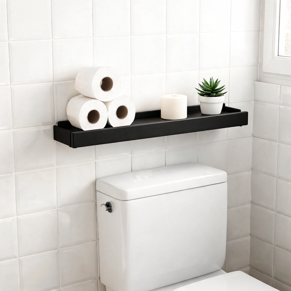 No-Drill Aluminium Bathroom Shelf