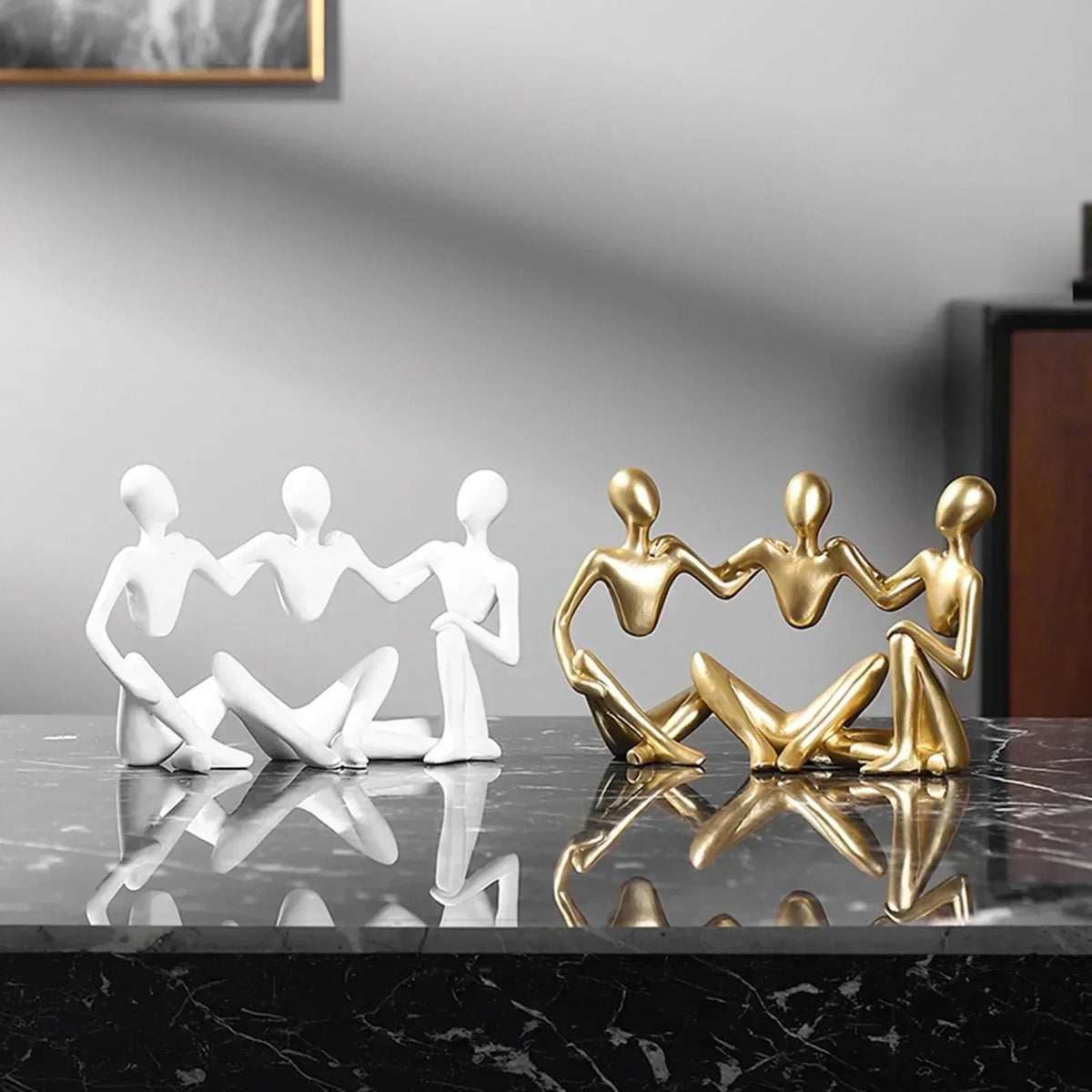 Abstract Resin Sculpture, Gold Finish