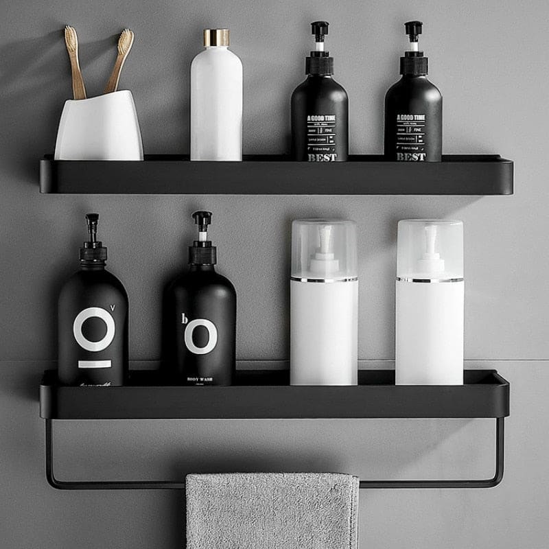 Aluminium Bathroom Shelf with Towel Rail