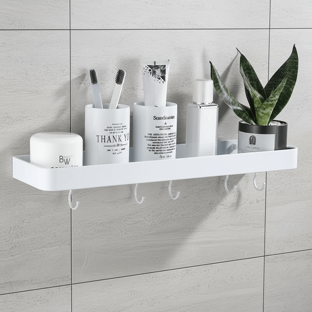 Aluminium Bathroom Shelf with Towel Rail