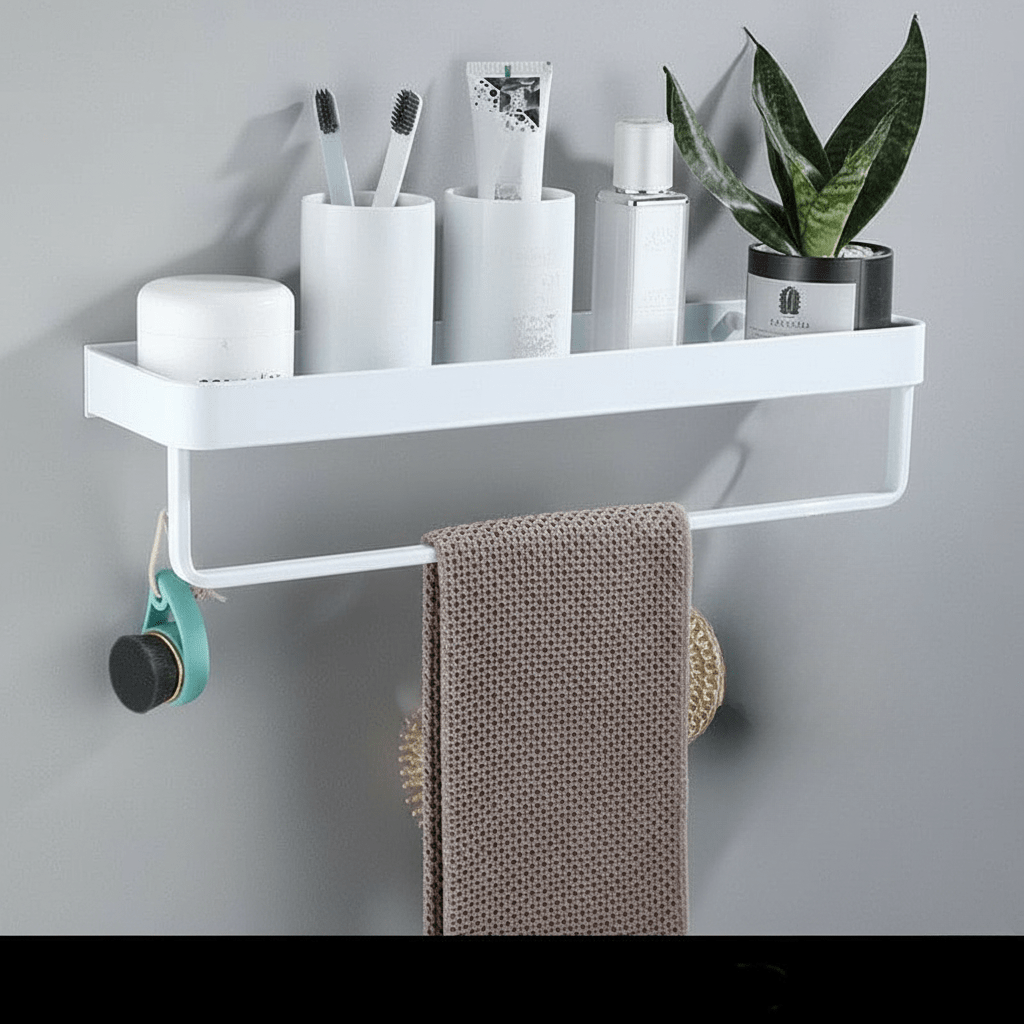 Aluminium Bathroom Shelf with Towel Rail