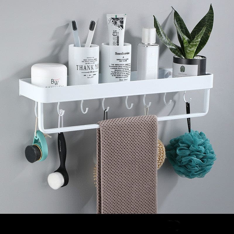 Aluminium Bathroom Shelf with Towel Rail