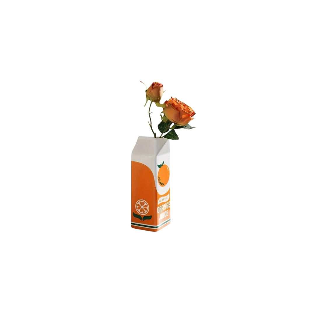 Ceramic Box Vase, Bright Glaze